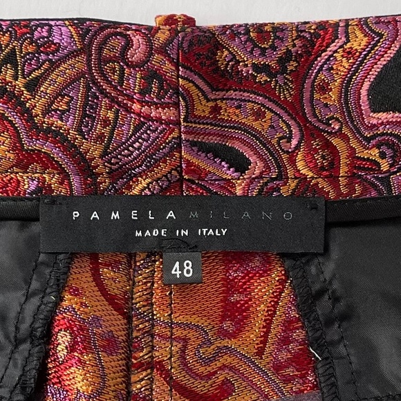 Beautifully Embroidered Pants made in Italy by Pamela Milano Jacquard Paisley - Picture 4 of 10